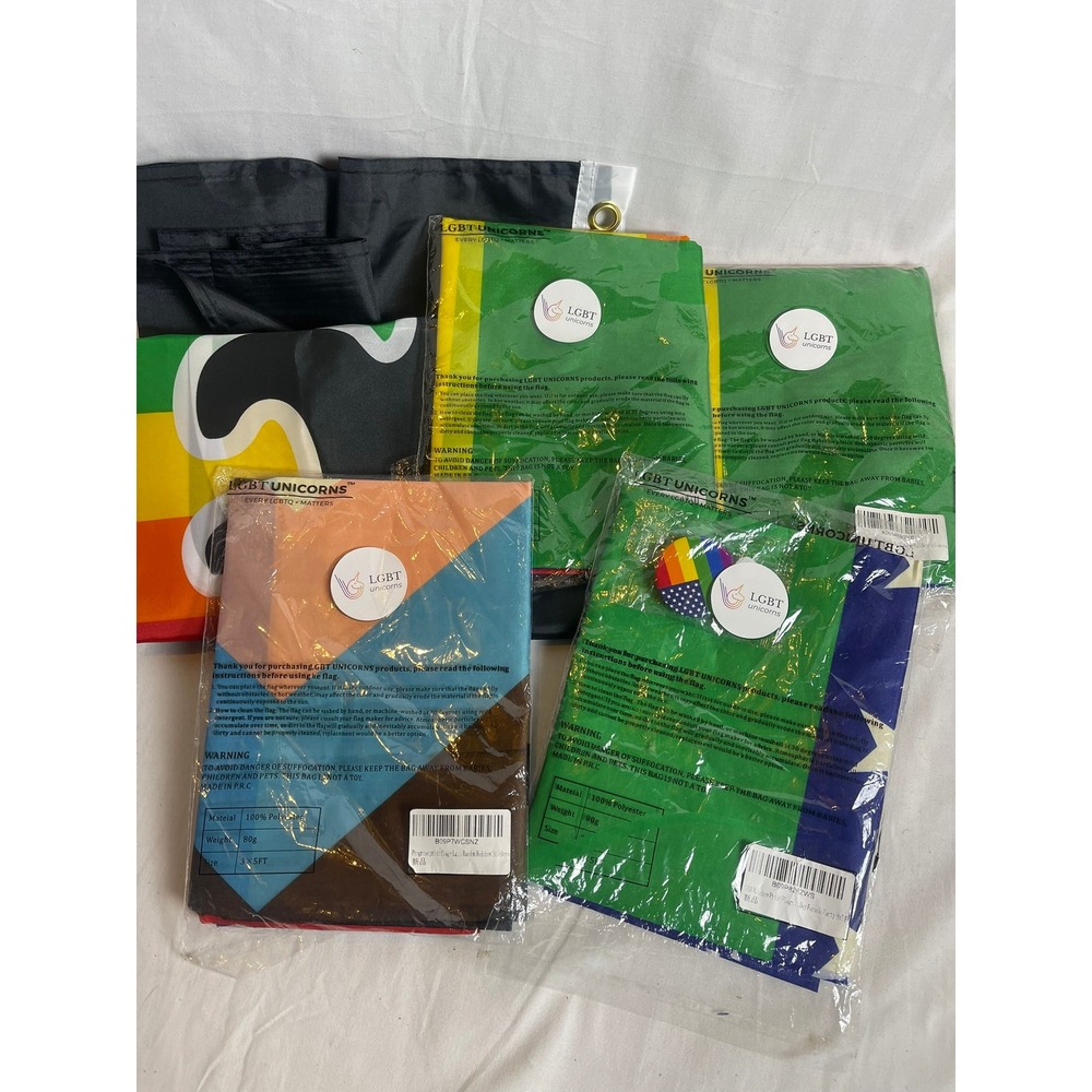 LGBT Unicorns Pride Flag Bundle Rainbow Progress USA 3x5 Ft‎ Polyester 5-Set